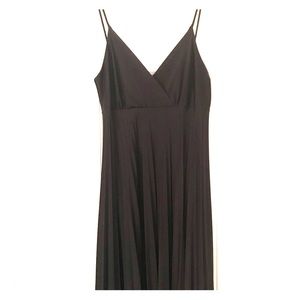 Black Spaghetti Strap Pleated Dress